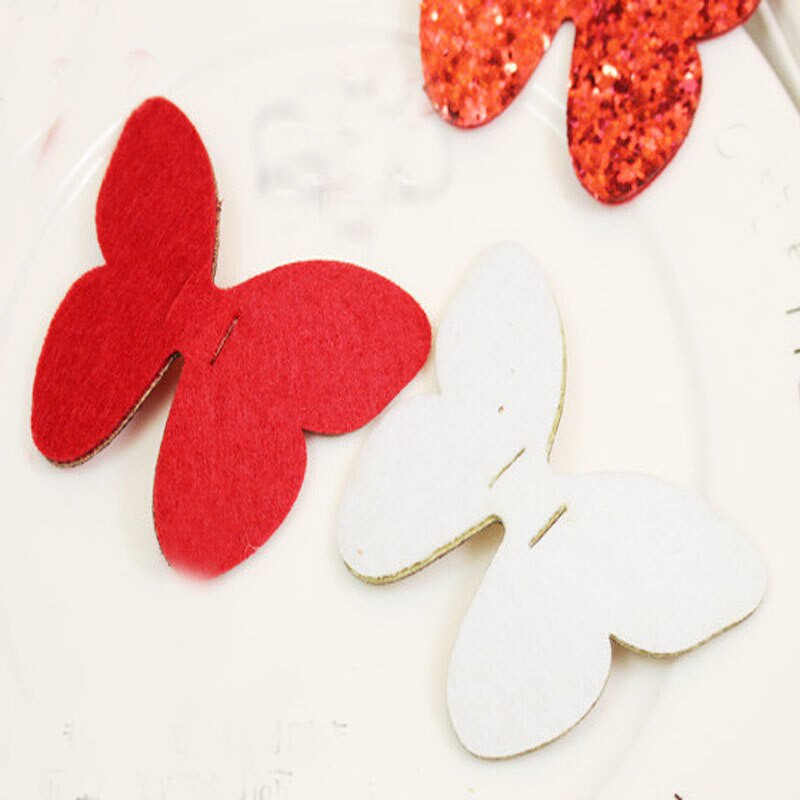 5,5x7cm Bling Bling Chunky Glitter Gold & Red Butterfly Felt DIY Ραπτική Διακόσμηση πάρτι φουρκέτας