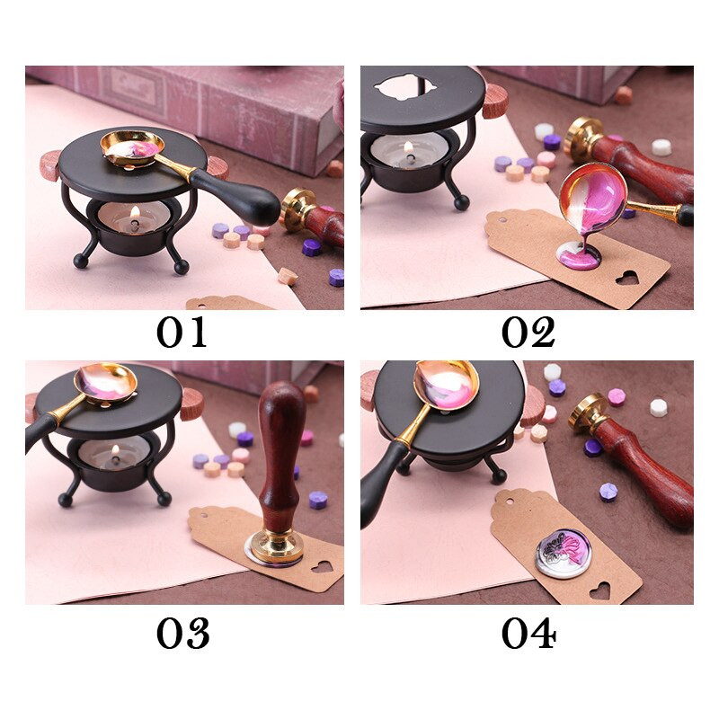 Ρετρό στεγανοποιητικό κερί φούρνου κερί θερμότερο ραβδιά κεριού σόμπας Κόλλα τήξης φούρνου κερί Θήκη κουταλιού Θερμαντική κατσαρόλα DIY Wax Stamp Craft