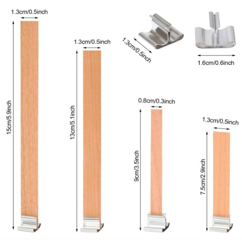 30 buc fitil de lumânare din lemn de înaltă calitate, cu bază de clemă, artizanat, răchită, parafină, ceară de albine, fitil fără fum, consumabile pentru lumânări