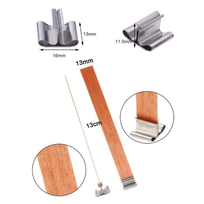 30 buc fitil de lumânare din lemn de înaltă calitate, cu bază de clemă, artizanat, răchită, parafină, ceară de albine, fitil fără fum, consumabile pentru lumânări