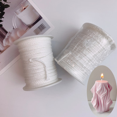 1 Roll 200 Feet 61M White Candle Wick Cotton Candle Woven Wick for DIY Candle Making Material Smokeless Wax Pure Cotton Core