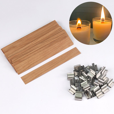 30Pcs Wooden Candle Wicks Set 6~19mm Smokeless Natural Wood Wick DIY Candle Pot Making Supplies Soy with Sustainer Wax Wick