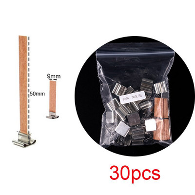 30 gab. Koka sveču daktis 6–19 mm bezdūmu dabīgā koka daktis DIY sveču pods izgatavošanas piederumi Sojas ar Sustainer Wax Wick