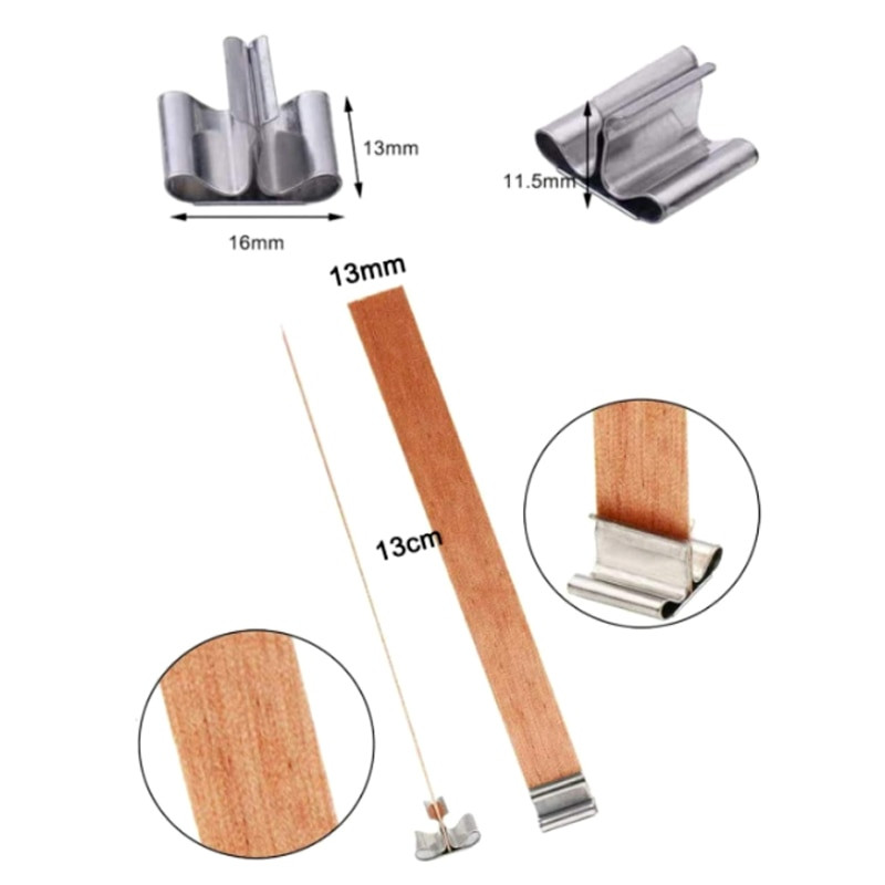 30 vnt. medinių žvakių dagčių rinkinys, 6–19 mm bedūmių natūralios medienos dagtis, „pasidaryk pats“ žvakių puodų gaminimo reikmenys sojos su vaško dagčiu