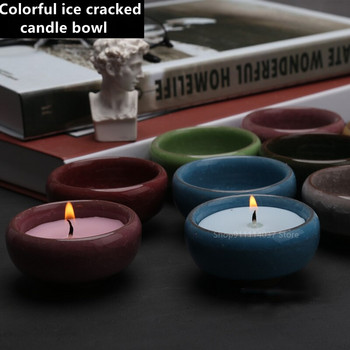 1PCS Напукан от лед цветен керамичен контейнер за свещи Кръгъл Направи си сам комплект за правене на свещи Калъф за съхранение на сладкиши Подаръци Подправки Буркани с мастило