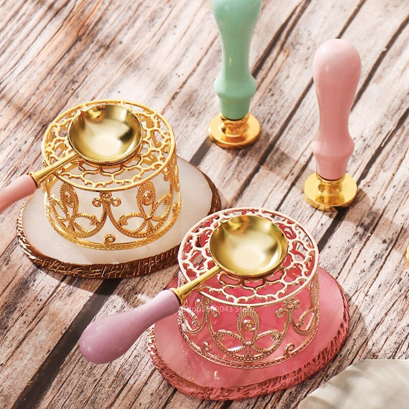 Vintage Stamp Wax Sigil Bead Stick Ceară încălzită Lipici de topire Set de linguri pentru aragaz pentru invitații DIY Sigiliu de ceară Instrument pentru aragaz