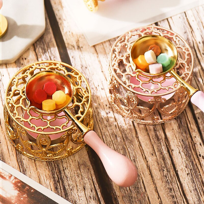 Vintage Stamp Wax Sigil Bead Stick Ceară încălzită Lipici de topire Set de linguri pentru aragaz pentru invitații DIY Sigiliu de ceară Instrument pentru aragaz