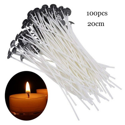9-20cm 100 PCS Candle Wicks Smokeless Wax Pure Cotton Core for DIY Candle Making Pre-waxed Wicks Party Supplies Candle Supplies