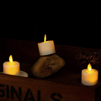 Опаковка от 2 светодиодни безпламъчни свещи за камина, свещник или декорация на бюро, трептяща бяла светлина, движещ се пламък, фитил, стълбова свещ