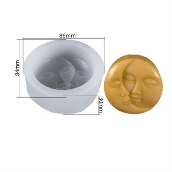 Форма за свещ с кръгло абстрактно лице Слънце Луна Свети Валентин Любов Ръчно изработена форма за сапун