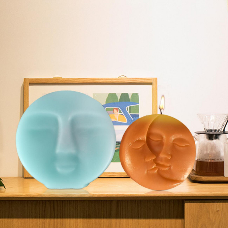 Kerek absztrakt arc gyertya forma Nap Hold Valentin nap szerelem kézzel készített szappan forma