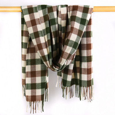 Γυναικείο χειμωνιάτικο καρό κασκόλ κρόσσια