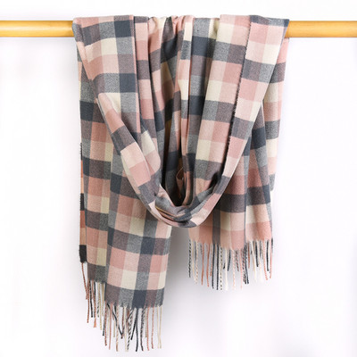 Γυναικείο χειμωνιάτικο καρό κασκόλ κρόσσια