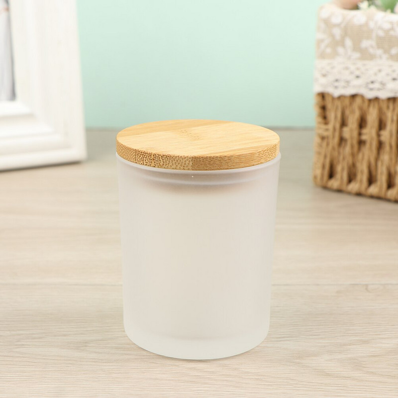 200 ml stiklinis žvakių puodelis su bambuko medžio dangteliu Kvapių žvakių stiklainis namuose Pasidaryk pats žvakių gaminimo priedai Matinio stiklo indai