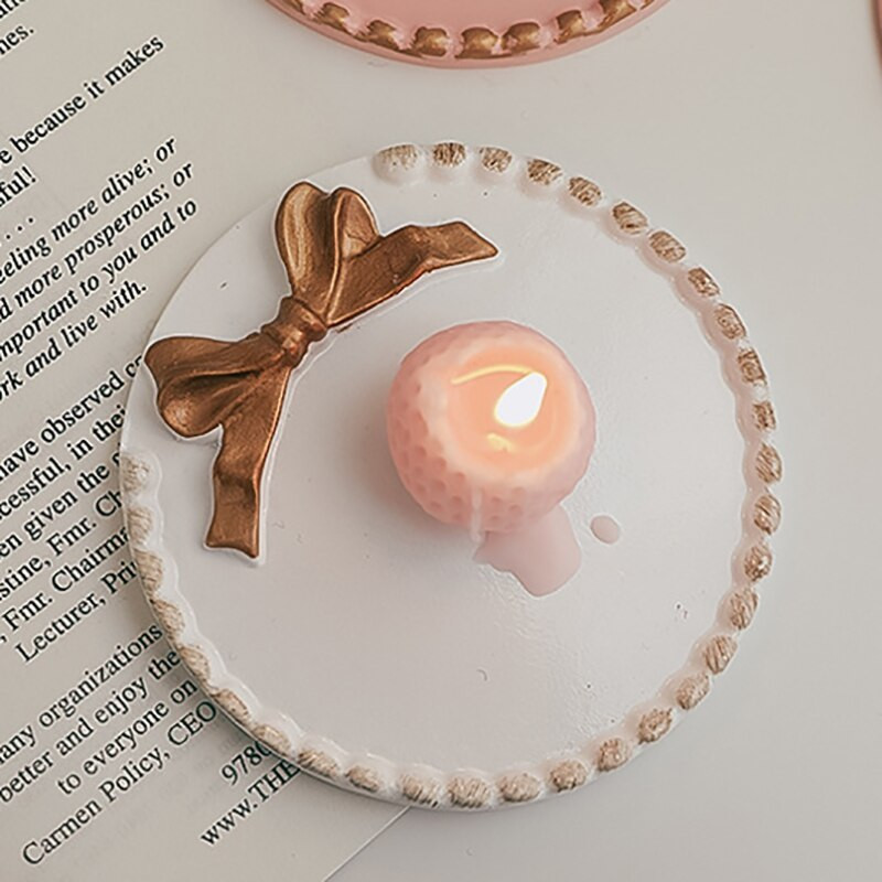 Rožinis baltas padėklas mažas žvakių laikiklis Retro lanko padėklo pagrindas darbalaukis Kūrybinė saugykla Dekoratyvinė saugykla namuose Fotografijos papuošalai