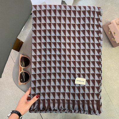 Νέο μοντέλο χειμερινό γυναικείο καρό κασκόλ με επιγραφή