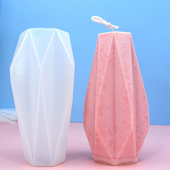 Γεωμετρικό στένσιλ σιλικόνης πολυγωνικό βάζο χύτευσης μαλακό DIY Πρότυπα χειροτεχνίας για σαπούνι από κερί