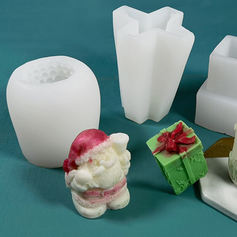 Jõuluteemalised küünlateemalised šabloonid Mitmeotstarbeline aroomiteraapia küünlaseebi silikoonmall DIY käsitöö tegemise tööriist