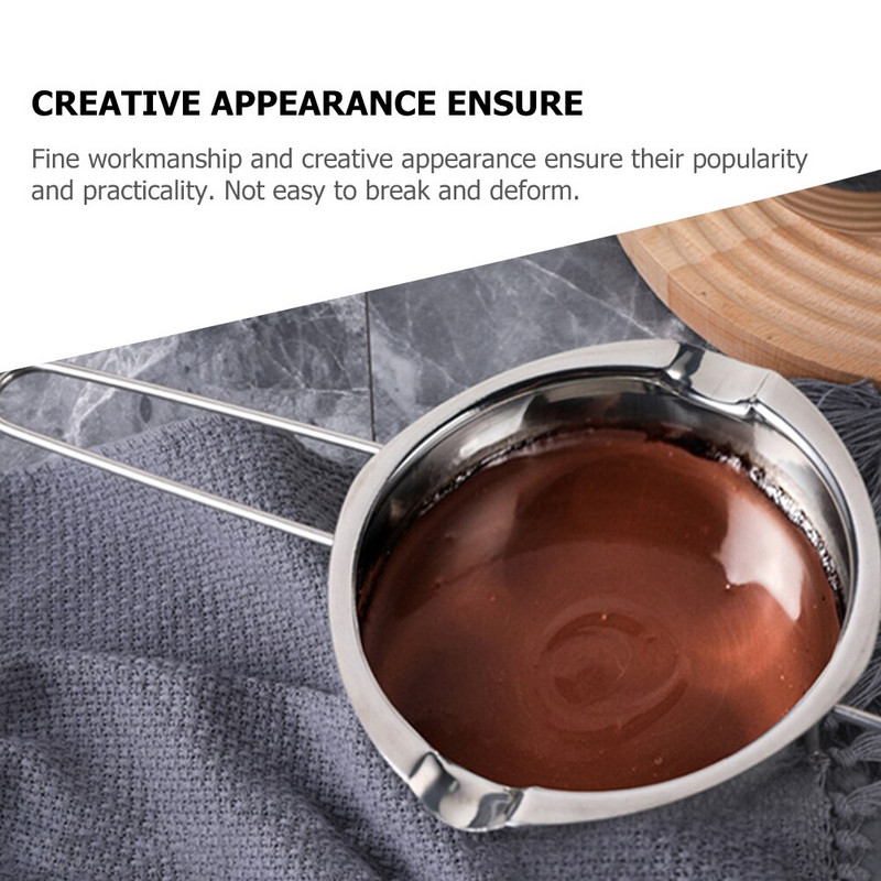 Lydymosi puodo dubuo šokolado sviesto karštas sūris katilas plieninis saldainis nerūdijantis lydalas keptuvės kaitinimas metalinis verdantis kava