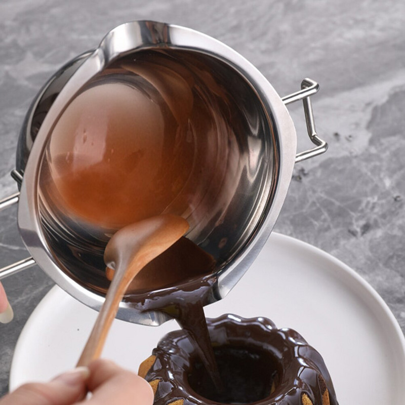 Lydymosi puodo dubuo šokolado sviesto karštas sūris katilas plieninis saldainis nerūdijantis lydalas keptuvės kaitinimas metalinis verdantis kava