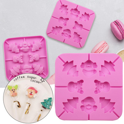 8 isegi jõulukollakas vanamees pulgakommi silikoonvorm Korduvkasutatav toidukvaliteediga ilma pulgata tuhaalus Suure silikoonvormi vormimine vaik