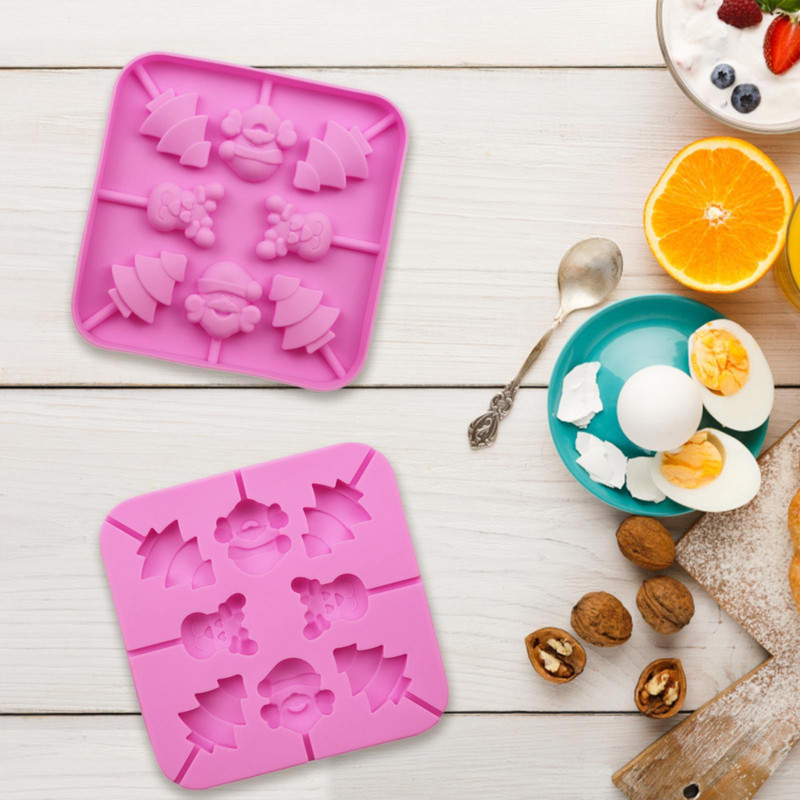 8 isegi jõulukollakas vanamees pulgakommi silikoonvorm Korduvkasutatav toidukvaliteediga ilma pulgata tuhaalus Suure silikoonvormi vormimine vaik