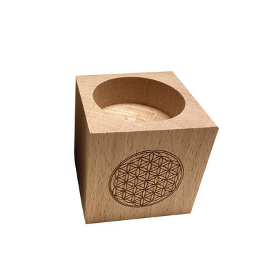 Suporturi pentru lumânări din lemn Longan Craft Sfeșnic din lemn cu lună triplă busolă vikingă Suporturi pentru lumini rituale Rechizite pentru vrăjitorie