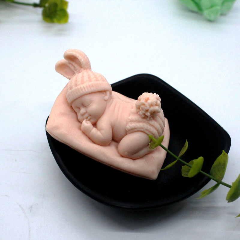 1 tk 3D Sleeping Baby Silikoonvorm Šokolaadikomm Fondant Vorm Käsitsi valmistatud seebiküünla krohvivaigu valmistamise tööriist
