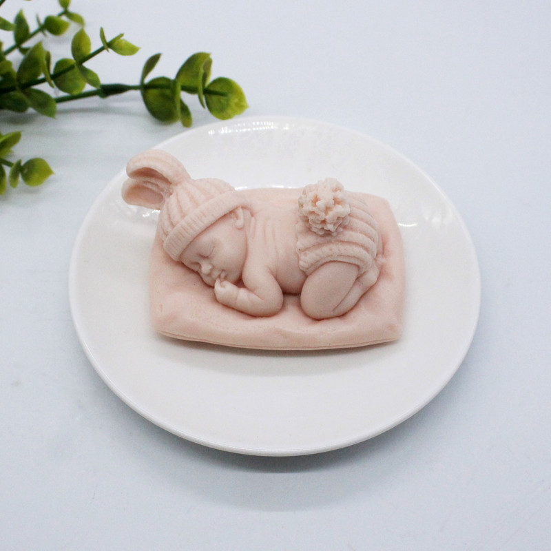 1 tk 3D Sleeping Baby Silikoonvorm Šokolaadikomm Fondant Vorm Käsitsi valmistatud seebiküünla krohvivaigu valmistamise tööriist