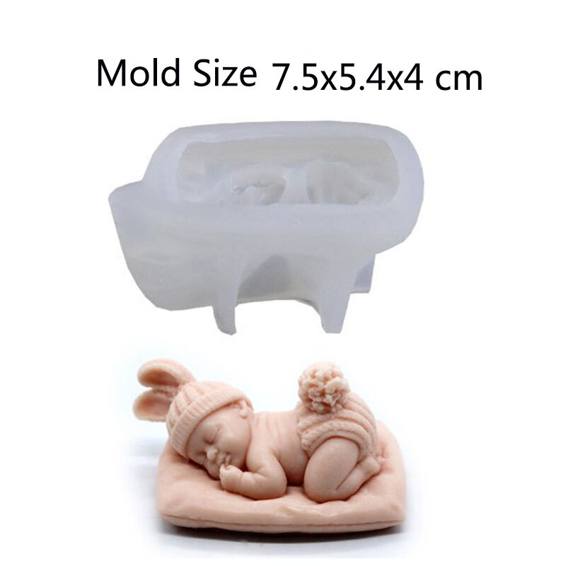 1 tk 3D Sleeping Baby Silikoonvorm Šokolaadikomm Fondant Vorm Käsitsi valmistatud seebiküünla krohvivaigu valmistamise tööriist