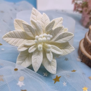 Χριστουγεννιάτικο Poinsettia Λουλούδι Σιλικόνη Αρωματικό Κερί Φυτό Φυτό Πήλινη Ρητίνη Καλούπια Χειροποίητο Γύψινο Σαπούνι για Τούρτα Φτιάχνοντας Διακόσμηση Σπιτιού