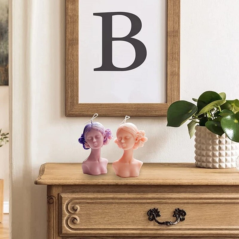 Fată legată la ochi Portret de lumânare din silicon Mucegai epoxidic pentru turnare pentru săpun pentru corp uman, flori de trandafir, frumusețe, lumânare de ceară, instrument de fabricare bricolaj