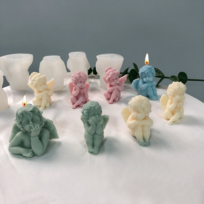 Angelų žvakių silikoninė forma Rankų darbo muilo kvapioji žvakių formelė Angelo torto sparnelis Šokoladinis ornamentas Žvakė dervos formavimui