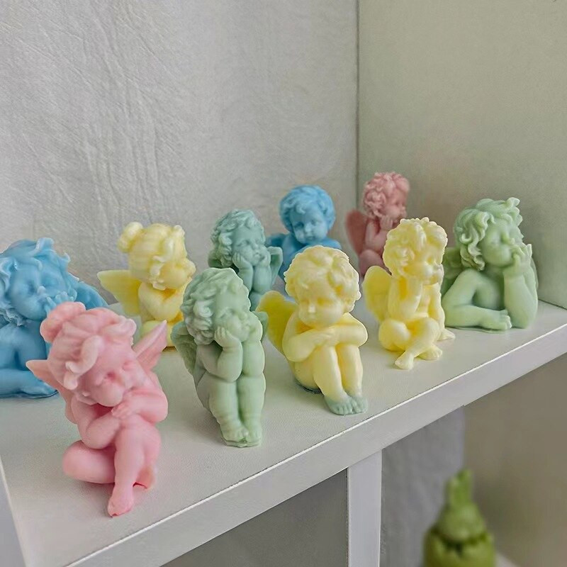 Angelų žvakių silikoninė forma Rankų darbo muilo kvapioji žvakių formelė Angelo torto sparnelis Šokoladinis ornamentas Žvakė dervos formavimui