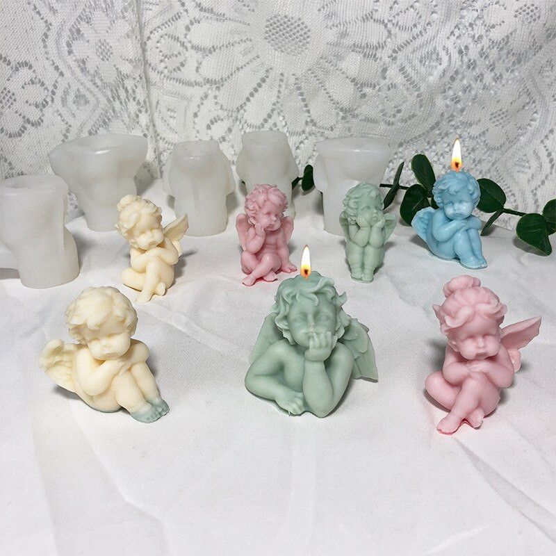 Angelų žvakių silikoninė forma Rankų darbo muilo kvapioji žvakių formelė Angelo torto sparnelis Šokoladinis ornamentas Žvakė dervos formavimui