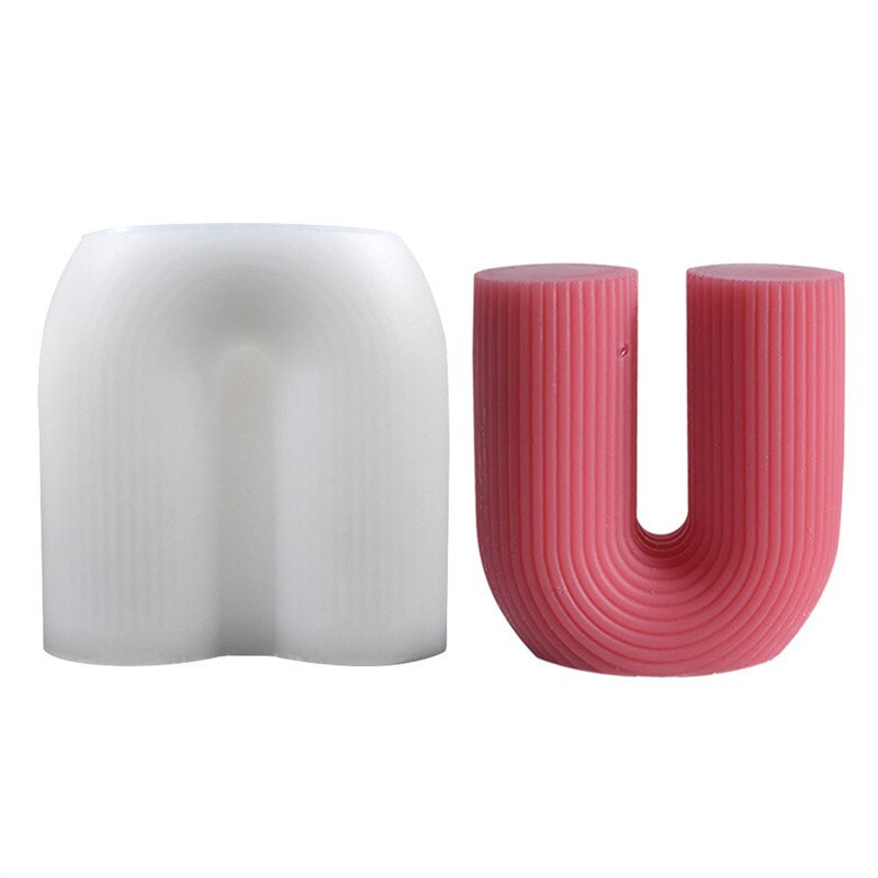 Mucegaiă din silicon în formă de U pentru lumânări, cu arc în dungi, pentru aromoterapie, pentru ipsos, instrument pentru fabricarea lumânărilor, săpun, rășină, pentru decorarea casei