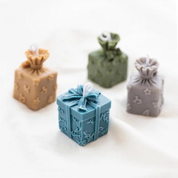 Направи си сам коледна подаръчна кутия Ароматна свещ Гипсова форма Лък Подаръчна кутия Фондан Силиконова форма Коледен декор Смола за правене на сапун