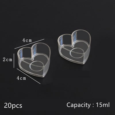 20db Szív Üres Műanyag Tealámpás csészék Gyertya viasz dobozok Üvegek Tokok Tartályok Gyertyatartó Formák Barkácsolás Gyertyakészítés Party Dekor