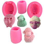 Τρισδιάστατα χαριτωμένα καλούπια κεριών σιλικόνης προβάτων Forms DIY Κεριά Κατασκευή Χειροποίητο Σαπούνι Πηλός Γύψος Ρητίνη Χειροτεχνία Καλούπια Εργαλεία διακόσμησης τούρτας