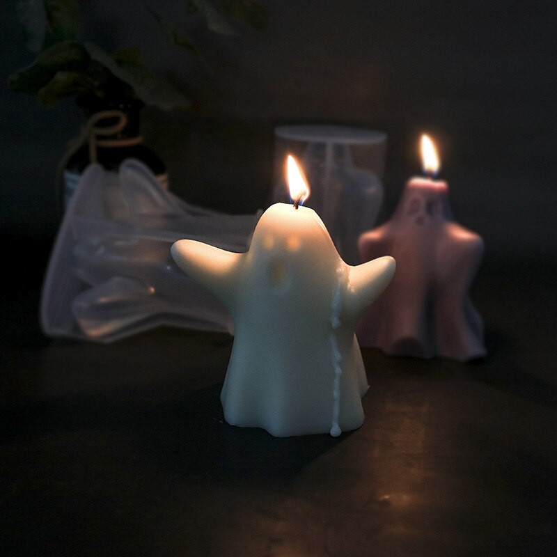 Ghost Halloween Scented Candle Moulds σιλικόνης DIY Horror Skull Handmade Soap Gypsum Candle Making Mold Decoration Supplies