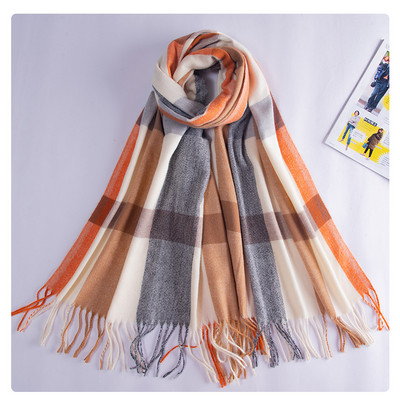 Γυναικείο Casual καρό χειμωνιάτικο κασκόλ με κρόσια