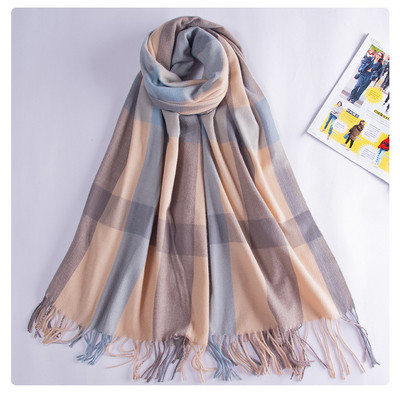 Γυναικείο Casual καρό χειμωνιάτικο κασκόλ με κρόσια