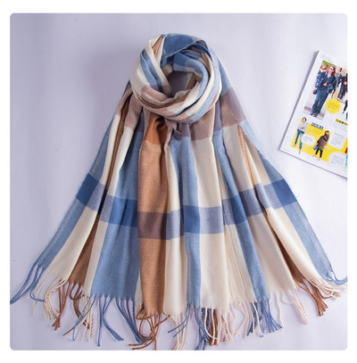 Γυναικείο Casual καρό χειμωνιάτικο κασκόλ με κρόσια