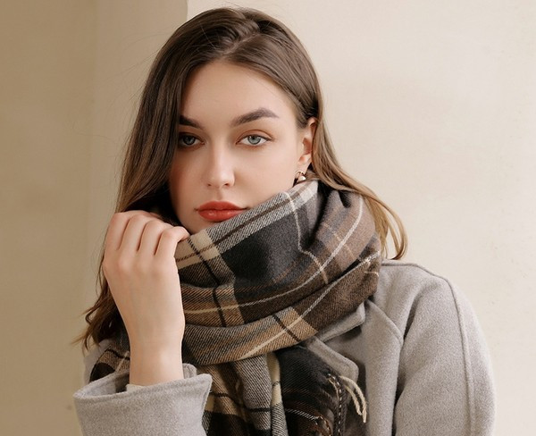 Casual Γυναικείο Καρό  κασκόλ  - Με Κρόσια