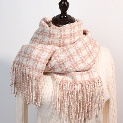 Χειμερινό καρό κασκόλ με κρόσσια