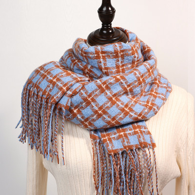 Χειμερινό καρό κασκόλ με κρόσσια