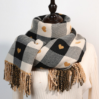 Divat téli szív rátétes rojtos kendő nőknek