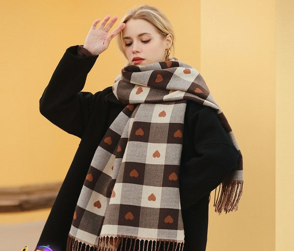 Divat téli szív rátétes rojtos kendő nőknek