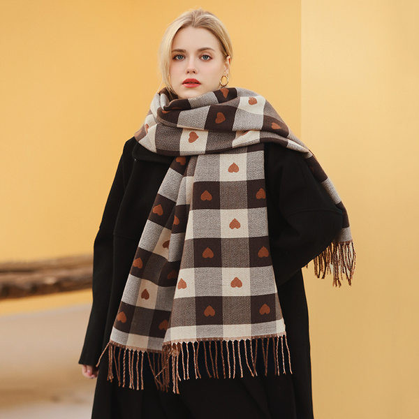 Divat téli szív rátétes rojtos kendő nőknek