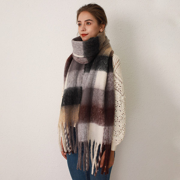 Γυναικείο  φουλάρι με κρόσσια - μήκος 206 cm